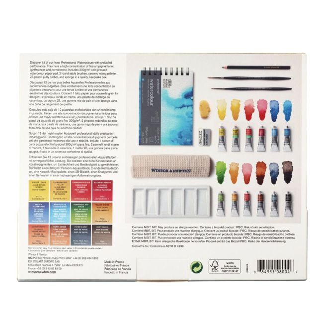 WINSOR & NEWTON aquarelverf set - 12 tubes en accessoires WINSOR & NEWTON aquarelverf set - 12 tubes en accessoires