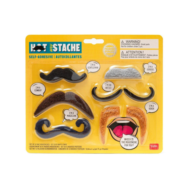 Fausses moustaches autocollantes LEGAMI Hot MouStache - set de 6