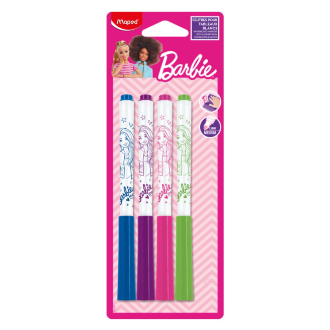 Viltstiften voor schoolbord Maped BARBIE - medium punt - doosje van 4