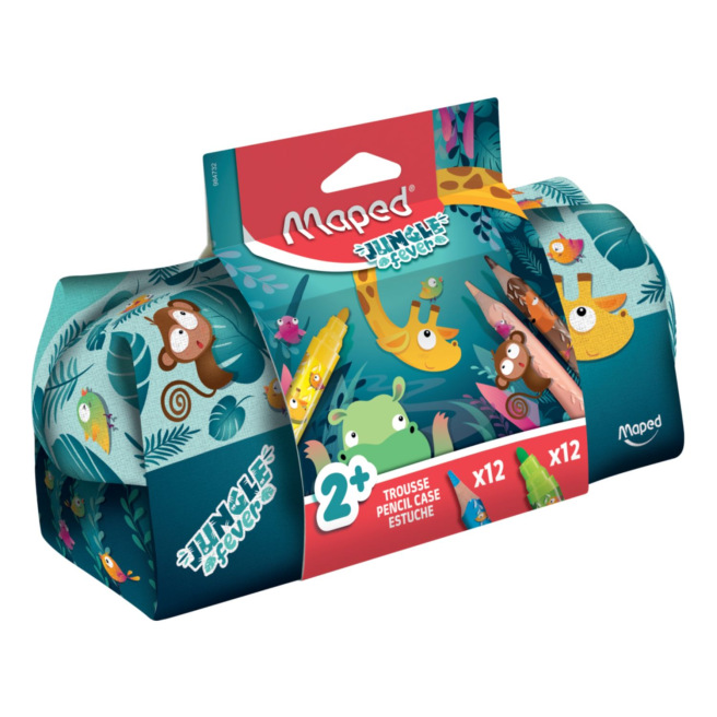 Trousse garnie Maped JUNGLE FEVER avec 12 feutres et 12 crayons de coloriage Trousse garnie Maped JUNGLE FEVER avec 12 feutres et 12 crayons de coloriage