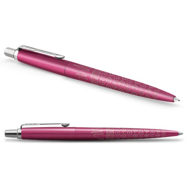 Stylo Bille Parker Jotter Édition Spéciale Londres - Rouge Laqué Avec Gravure Laser - Pointe Moyenne Encre Bleue - Coffret Cadeau