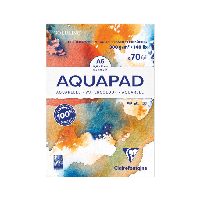 Bloc de papier aquarelle Clairefontaine GOLDLINE AQUAPAD 300 g Bloc de papier aquarelle Clairefontaine GOLDLINE AQUAPAD 300 g