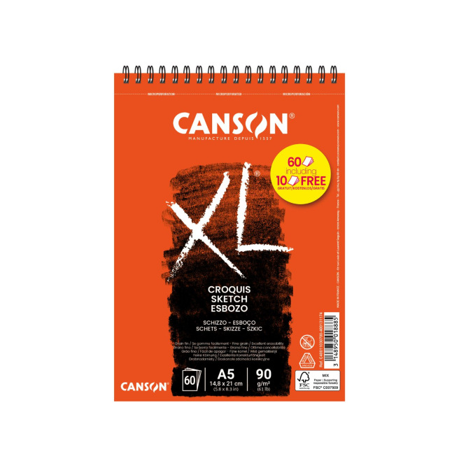 CANSON XL CROQUIS 90 g spiraalblok van papier CANSON XL CROQUIS 90 g spiraalblok van papier