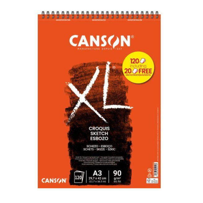 Bloc spiralé de papier CANSON XL CROQUIS 90 g Bloc spiralé de papier CANSON XL CROQUIS 90 g