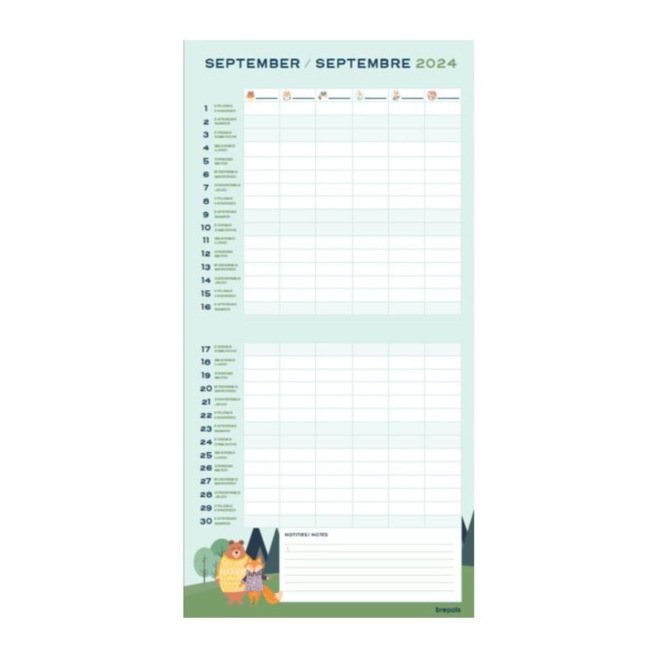 Brepols FAMILIE Kalender - maandelijks voor 16 maanden - 29 x 29 cm