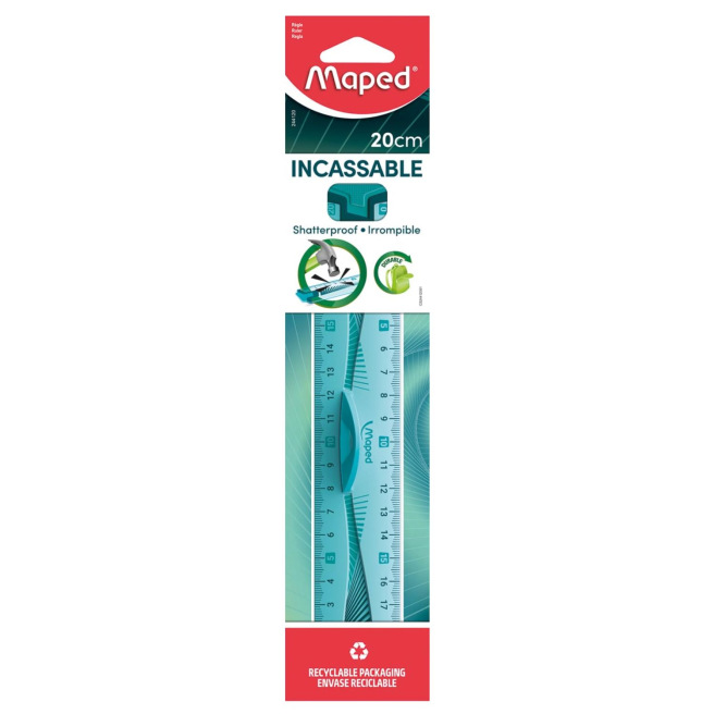 Double décimètre en plastique Maped FLEX incassable - 20 cm Double décimètre en plastique Maped FLEX incassable - 20 cm