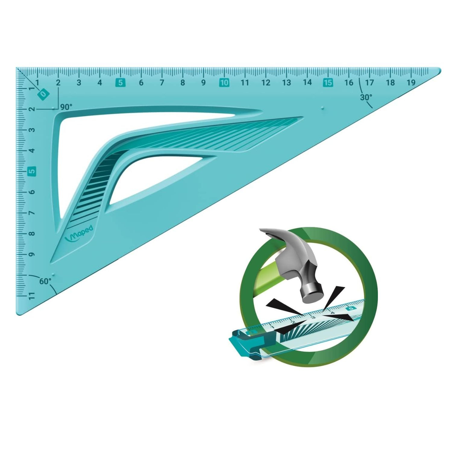 Equerre 60° en plastique Maped INCASSABLE - 21 cm