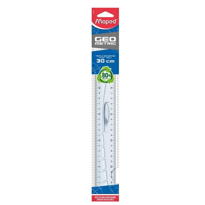 Plasticen drievoudige decimeter van Maped GEOMETRIC - 30 cm Plasticen drievoudige decimeter van Maped GEOMETRIC - 30 cm