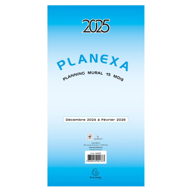 Uitklapbare wandplanner Exacompta PLANEXA - 90 x 33 cm - 15 maanden