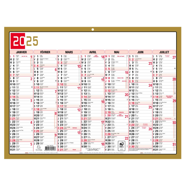 Exacompta TRICOLORE planningskalender - 17 x 13 cm - 6 maanden per kant