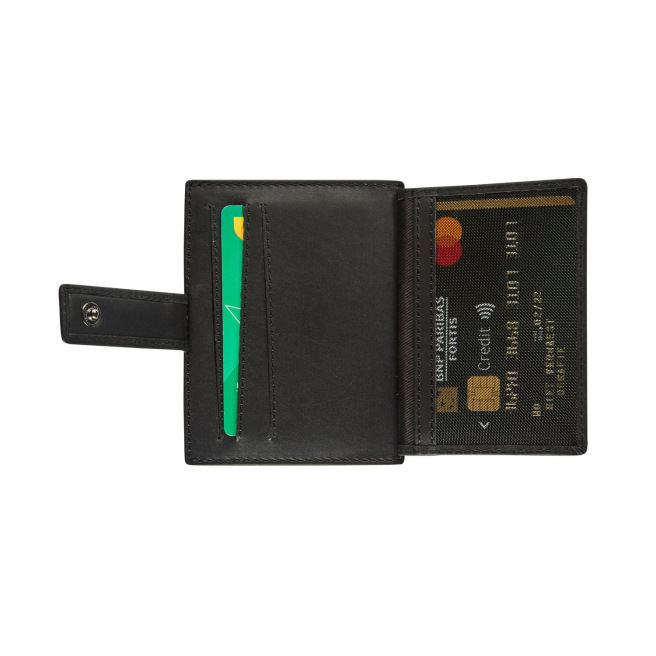 Porte-cartes en cuir Maverick ALL BLACK avec fermeture pression Porte-cartes en cuir Maverick ALL BLACK avec fermeture pression