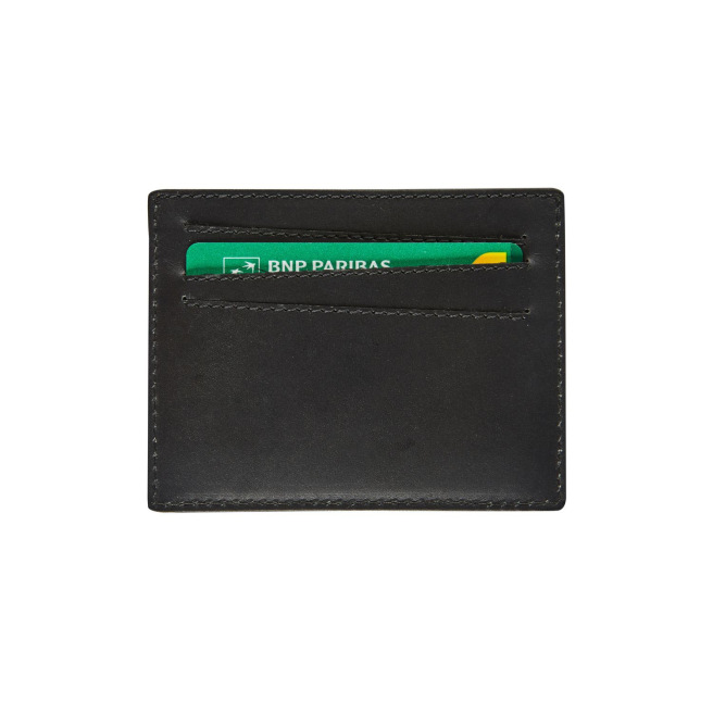 Porte-cartes en cuir Maverick ALL BLACK avec fermeture pression Porte-cartes en cuir Maverick ALL BLACK avec fermeture pression