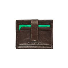 Porte-cartes en cuir MAVERICK BROWN avec fermeture pression Porte-cartes en cuir MAVERICK BROWN avec fermeture pression