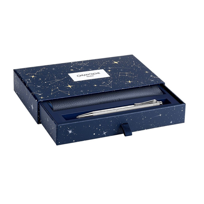Balpen Caran d'Ache - speciale editie COSMIC BLUE met lederen hoes Balpen Caran d'Ache - speciale editie COSMIC BLUE met lederen hoes
