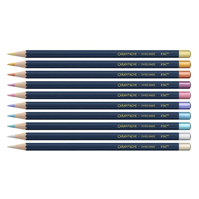 Caran d'Ache kleurpotloden set speciale editie COSMIC BLUE - 10 potloden Caran d'Ache kleurpotloden set speciale editie COSMIC BLUE - 10 potloden