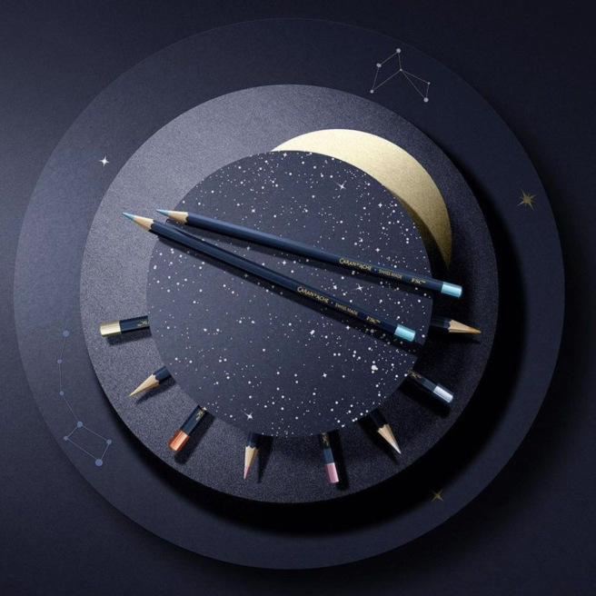 Caran d'Ache kleurpotloden set speciale editie COSMIC BLUE - 10 potloden Caran d'Ache kleurpotloden set speciale editie COSMIC BLUE - 10 potloden