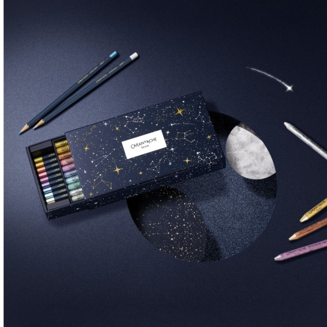 Caran d'Ache kleurpotloden set speciale editie COSMIC BLUE - 10 potloden Caran d'Ache kleurpotloden set speciale editie COSMIC BLUE - 10 potloden