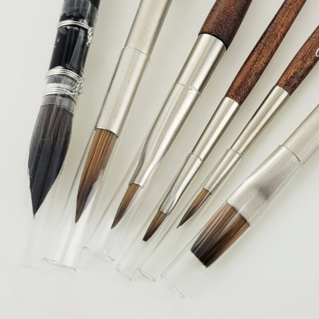 Set van 6 reiswaterverfkwasten Raphael met bamboe penseelhouder