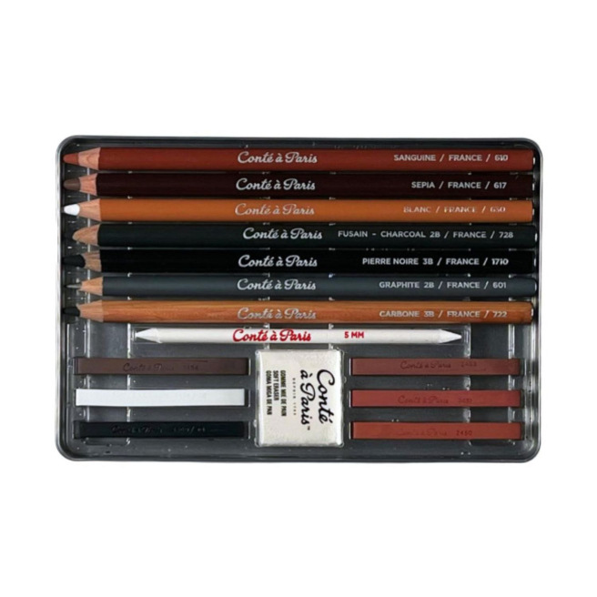 Set d'esquisse Conté à Paris 15 pièces - crayons, carrés & accessoires Set d'esquisse Conté à Paris 15 pièces - crayons, carrés & accessoires