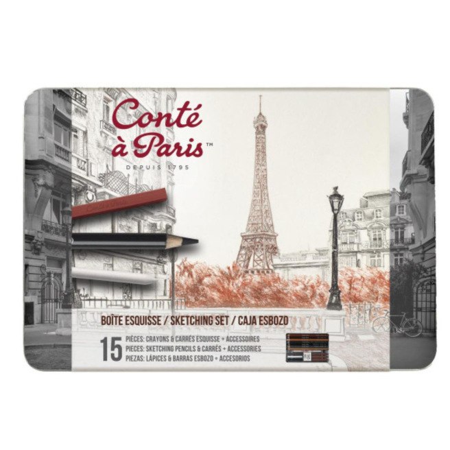 Set d'esquisse Conté à Paris 15 pièces - crayons, carrés & accessoires Set d'esquisse Conté à Paris 15 pièces - crayons, carrés & accessoires