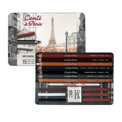 Conté à Paris 15-delige schetsset - potloden, blokjes & accessoires