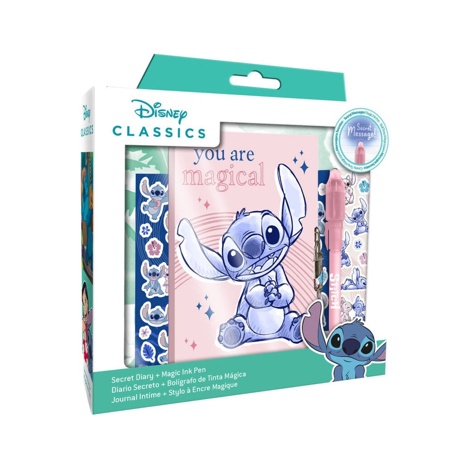 Pack de Journal Plush + Stylo 6 Couleurs Lilo et Stich - Stitch Cœur