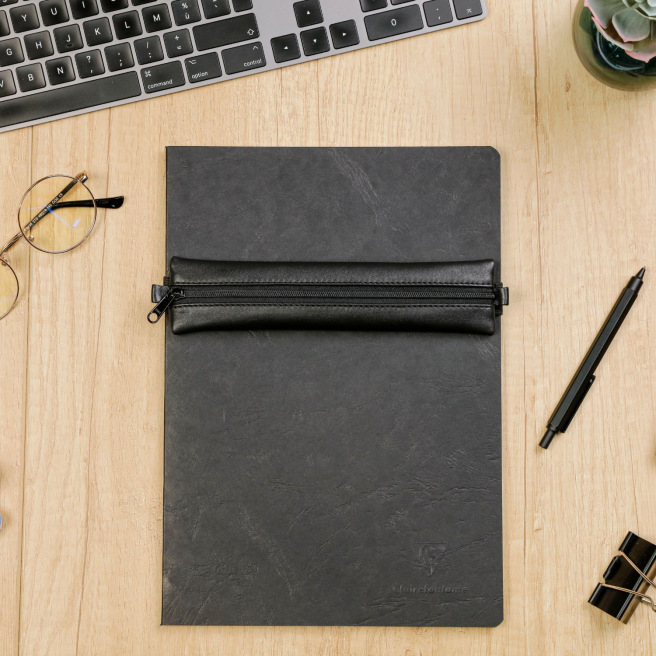 Platte lederen etui CLAIREFONTAINE AGE BAG met elastiek Platte lederen etui CLAIREFONTAINE AGE BAG met elastiek