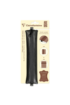 Platte lederen etui CLAIREFONTAINE AGE BAG met elastiek