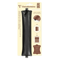 Trousse plate en cuir CLAIREFONTAINE AGE BAG avec élastique Trousse plate en cuir CLAIREFONTAINE AGE BAG avec élastique