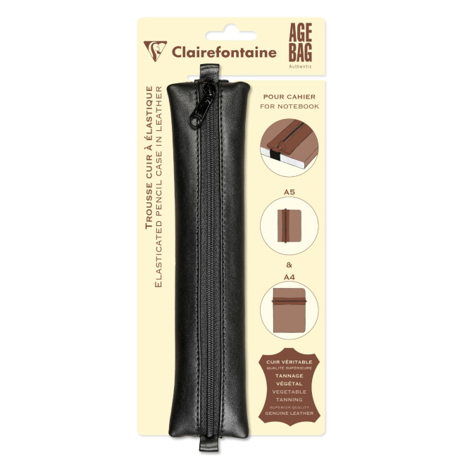 Trousse plate en cuir CLAIREFONTAINE AGE BAG avec élastique