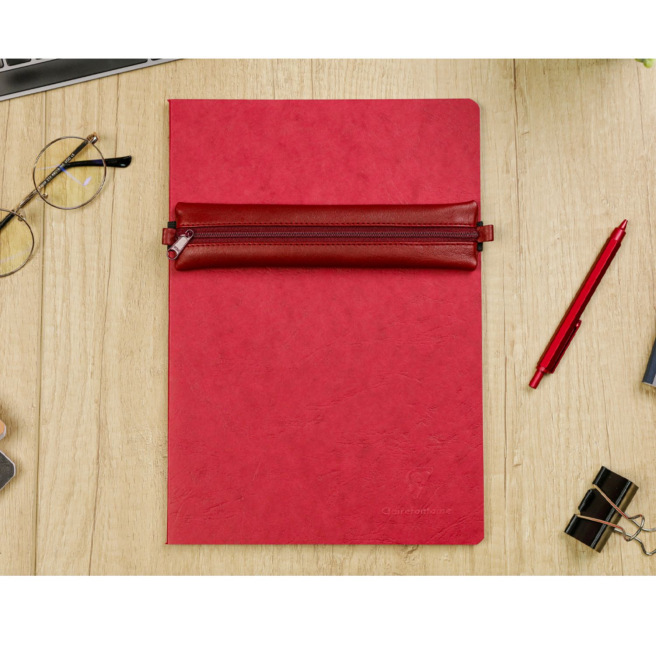 Platte lederen etui CLAIREFONTAINE AGE BAG met elastiek Platte lederen etui CLAIREFONTAINE AGE BAG met elastiek