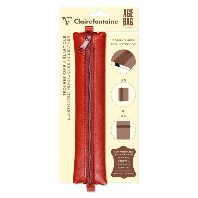 Trousse plate en cuir CLAIREFONTAINE AGE BAG avec élastique