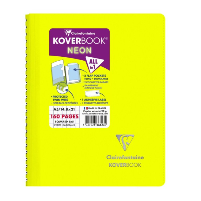 Spiraalvormig schrift CLAIREFONTAINE KOVERBOOK POLYPRO TRANSPARANT