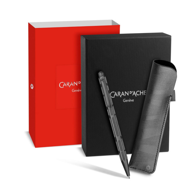 Balpen Caran d'Ache ECRIDOR BLACK LINES met lederen etui Balpen Caran d'Ache ECRIDOR BLACK LINES met lederen etui