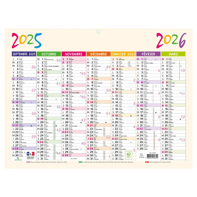 Calendrier planning scolaire Exacompta PEP'S - 29,5 x 22 cm 