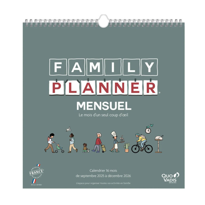 Schoolkalender Quo Vadis FAMILY PLANNER - maandelijks voor 16 maanden - 30 x 30 cm