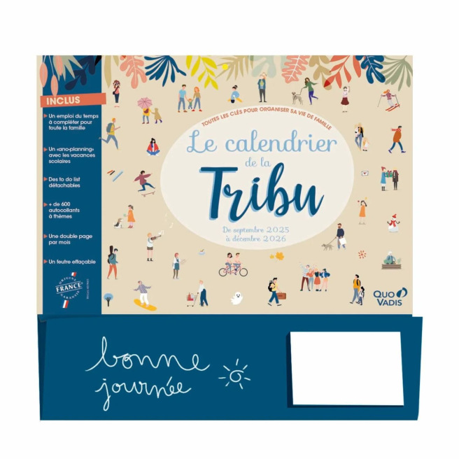 Calendrier scolaire Quo Vadis DE LA TRIBU - mensuel sur 16 mois - 32 x 30 cm