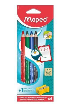 Krijtjes voor uitwisbaar whiteboard Maped MARKER'PEPS - doosje van 4 met puntenslijper Krijtjes voor uitwisbaar whiteboard Maped MARKER'PEPS - doosje van 4 met puntenslijper