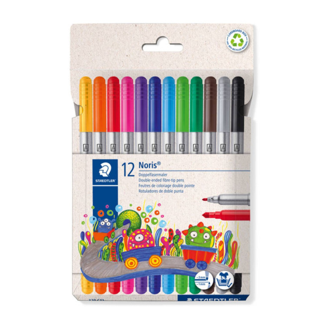 Feutres de coloriage Staedtler NORIS CLUB DOUBLE POINTE - étui de 12