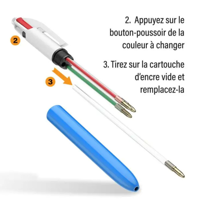 Recharge pour stylo-bille BIC 4 couleurs