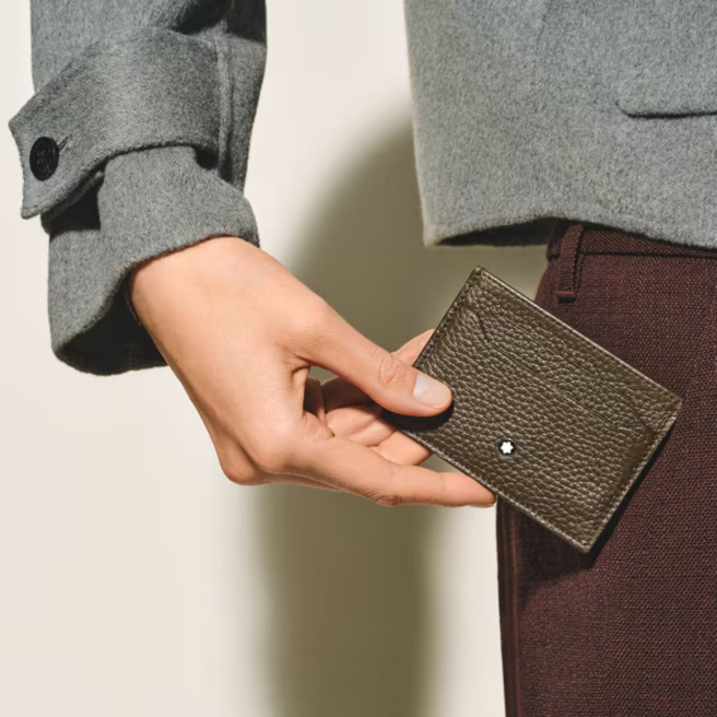 Porte-cartes Montblanc en cuir GRAIN - 5 cartes - khaki
