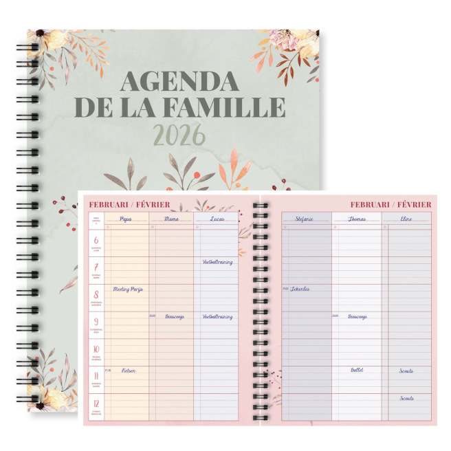 Agenda Brepols de la FAMILLE - 16,8 x 22 cm - 1 semaine sur 2 pages