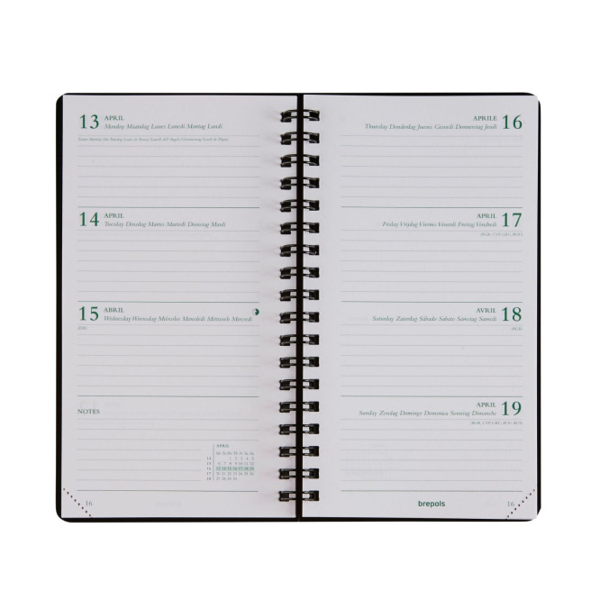 Agenda Brepols ECORAMA- 9 X 16 cm - 1 semaine sur 2 pages - papier recyclé