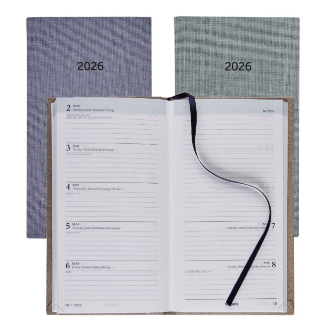Agenda Brepols NOTAVISION - 9 x 16 cm - 1 semaine sur 2 pages + notes - couverture Dubletta