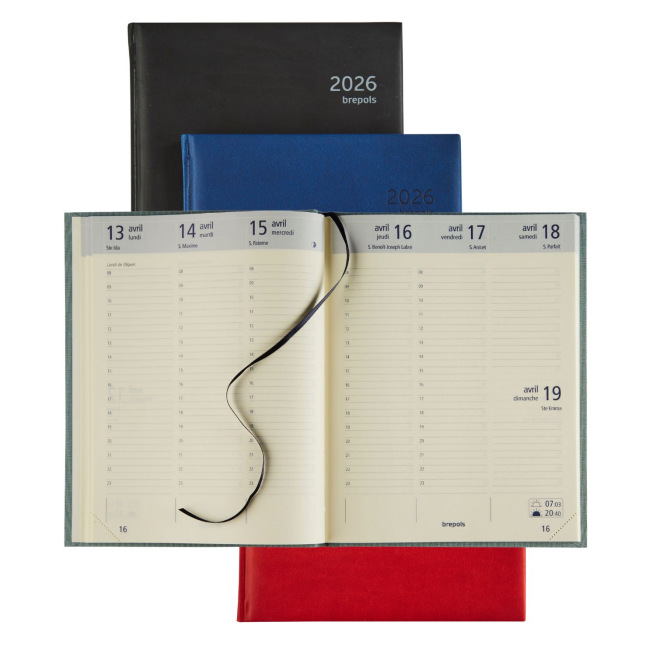 Agenda Brepols OPTIVISION LARGE FR - 17 x 22 cm - 1 semaine sur 2 pages