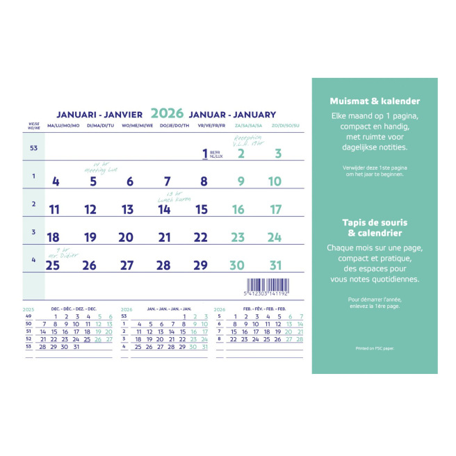 Tapis de souris calendrier Brepols