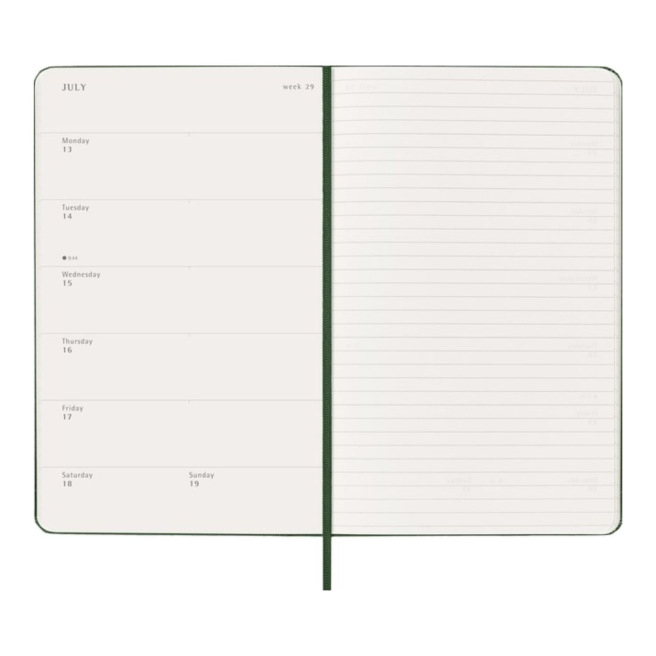 Agenda Moleskine - Large 13 x 21 cm - 1 semaine sur 2 pages avec notes Agenda Moleskine - Large 13 x 21 cm - 1 semaine sur 2 pages avec notes