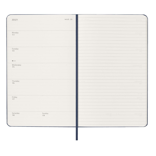 Moleskine Agenda - Groot 13 x 21 cm - 1 week over 2 pagina's met notities Moleskine Agenda - Groot 13 x 21 cm - 1 week over 2 pagina's met notities
