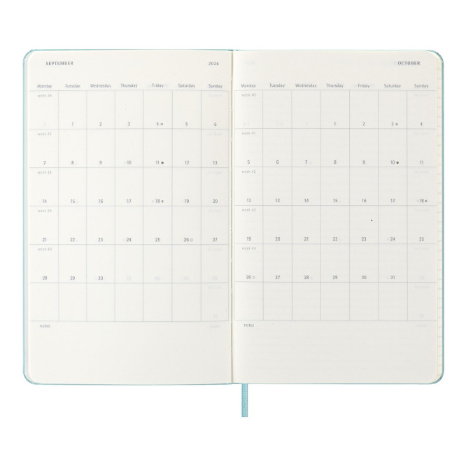 Moleskine Agenda - Groot 13 x 21 cm - 1 week over 2 pagina's met notities Moleskine Agenda - Groot 13 x 21 cm - 1 week over 2 pagina's met notities