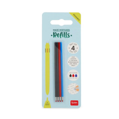 Recharges pour roller à 3 couleurs effaçables Legami Make Mistakes- étui de 4 Recharges pour roller à 3 couleurs effaçables Legami Make Mistakes- étui de 4